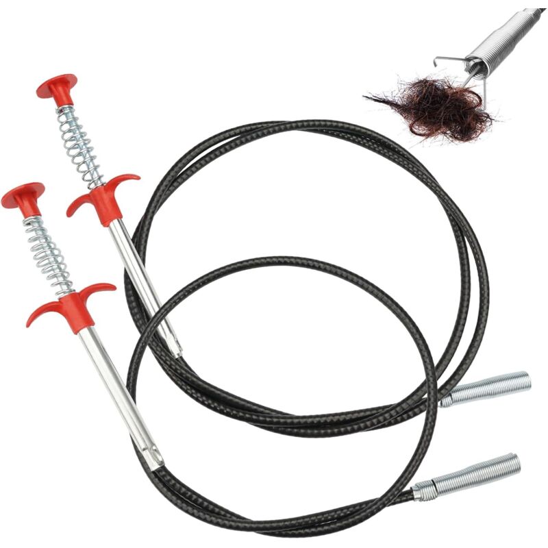 Lntyq Juego de 2 alicates para desatascar desagües de fregadero, pinzas de agarre flexibles para cocina, baño, bañera e inodoro (90 cm/160 cm)