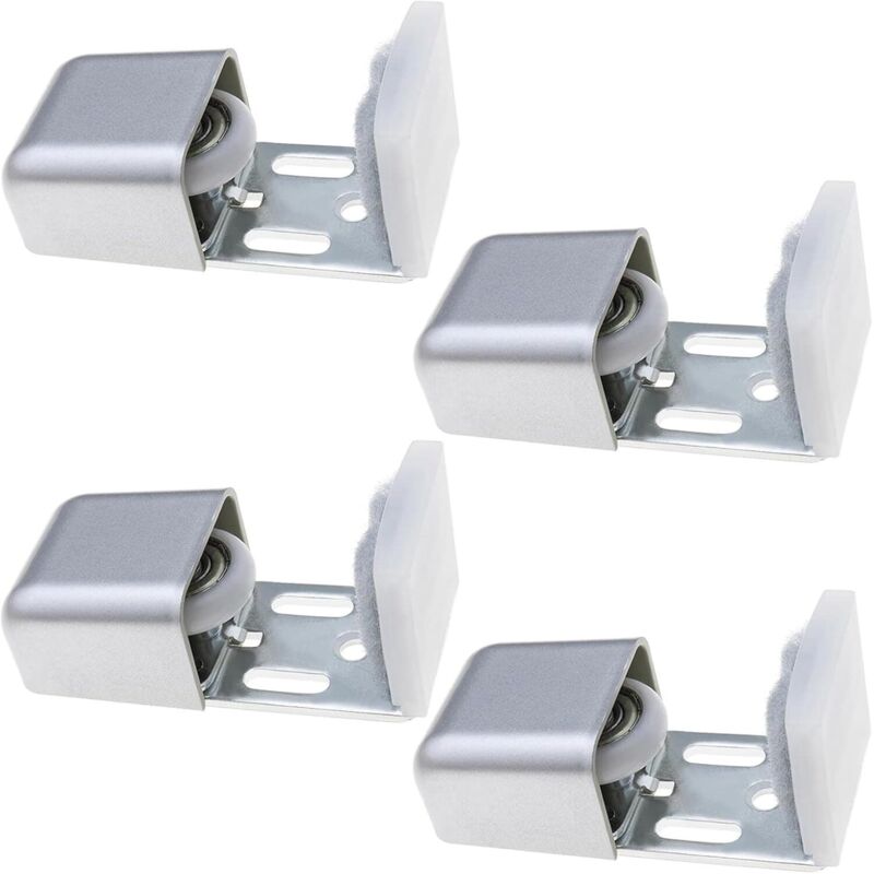 Lntyq Juego de 4 guías de suelo ajustables para puertas correderas - Rodillos antirayaduras con rodamientos de bolas - Para puertas de 30 a 65 mm de