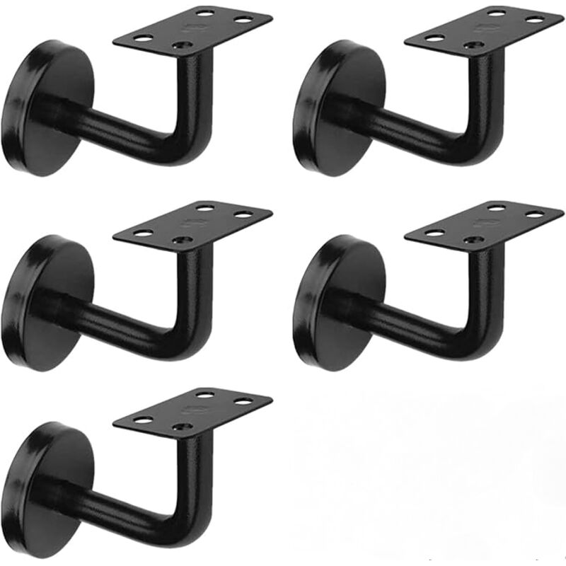 Lntyq Juego de 5 soportes negros para pasamanos de escalera, soportes de barandilla de escalera de acero inoxidable, 60 x 80 mm, para barandillas de