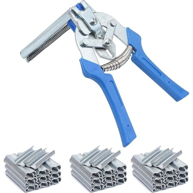 Lntyq Juego de abrazaderas de anillo de cerdo, clavos tipo M, abrazaderas de anillo y 1800 clips M, abrazadera de sujeción automática rápida para