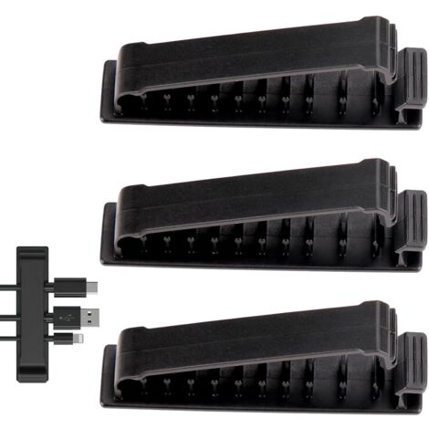 Lntyq Kabel-Clips, Schreibtisch-Organizer, Set mit 3 Kabel-Clips, mit selbstklebenden, Kabel-Organizer-Clips, Kabel-Management, Kabel-Organizer, für Kopfhörer/USB/Maus/Ladegerät/PC-Kabel (schwarz)