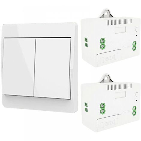Lntyq Kabelloser selbsterzeugender Lichtschalter, Funkfrequenzschalter und Relaisempfänger, Controller mit Sicherung, kinetischer Schalter ohne Batterie (1-Wege-2-Schlüssel-Kit)