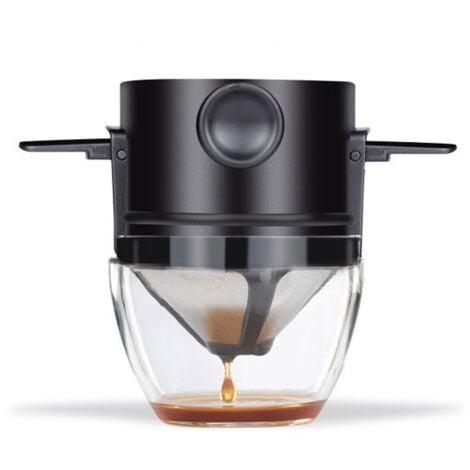 Lntyq Kaffeefilterhalter Cafe Permanent Wiederverwendbar Wiederverwendbar Mit Edelstahl Doppelfilterhalter 1-2 Tassen