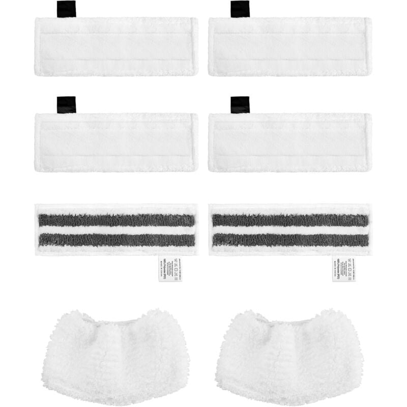 Kit 8 Accessoire pour Nettoyeur Vapeur Kärcher SC2 SC3 SC4 SC5 Comprend 6 Bonnettes Microfibre + 2 Serpilleres Chiffons de Remplacement Compatible