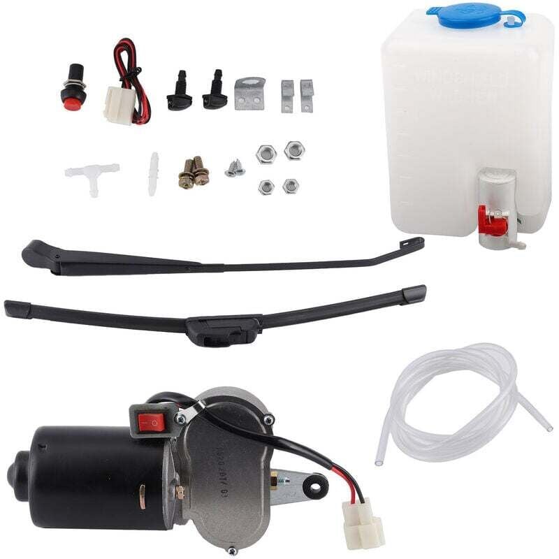 Lntyq Kit d'assemblage d'essuie-glace de pare-brise électrique bras de lame de moteur tuyau de bec verseur d'eau pour UTV ATV