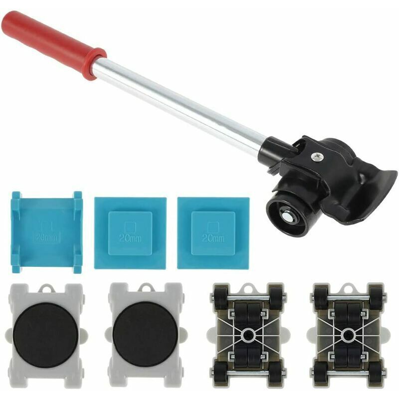 Lntyq - Kit de déplacement de meubles pour meubles lourds, ensemble de roulettes pour meubles 8 pièces avec 1 tige de levage et 4 roulettes mobiles,