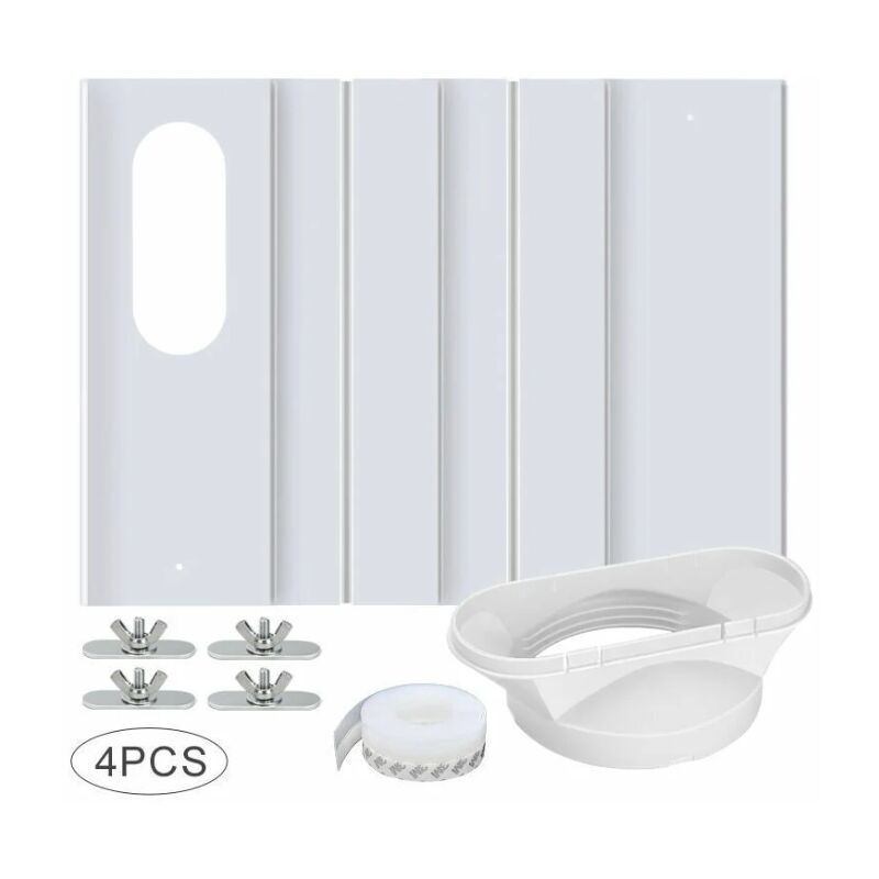 Kit de Fenêtre pour Climatiseur Portable, avec Coupleur Universel Panneau en pvc Renforcé Réglable Joint de Fenêtre Kit d'Aération de Fenêtre ac pour