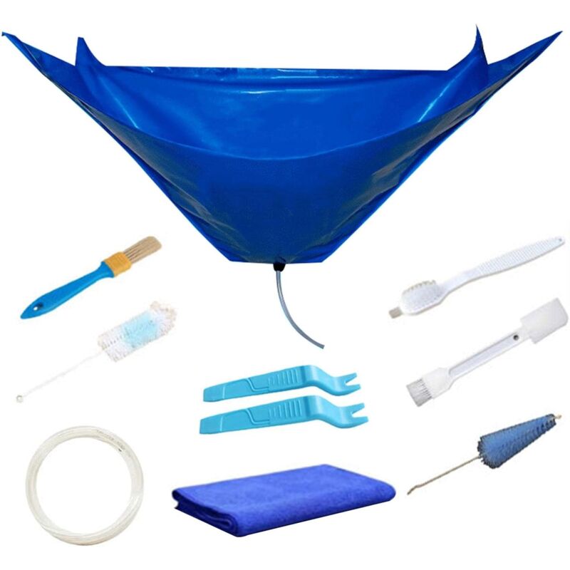 Kit de housse de nettoyage pour climatiseur divisé, sac de nettoyage étanche à la poussière avec sortie de vidange et plaques de support sur les deux
