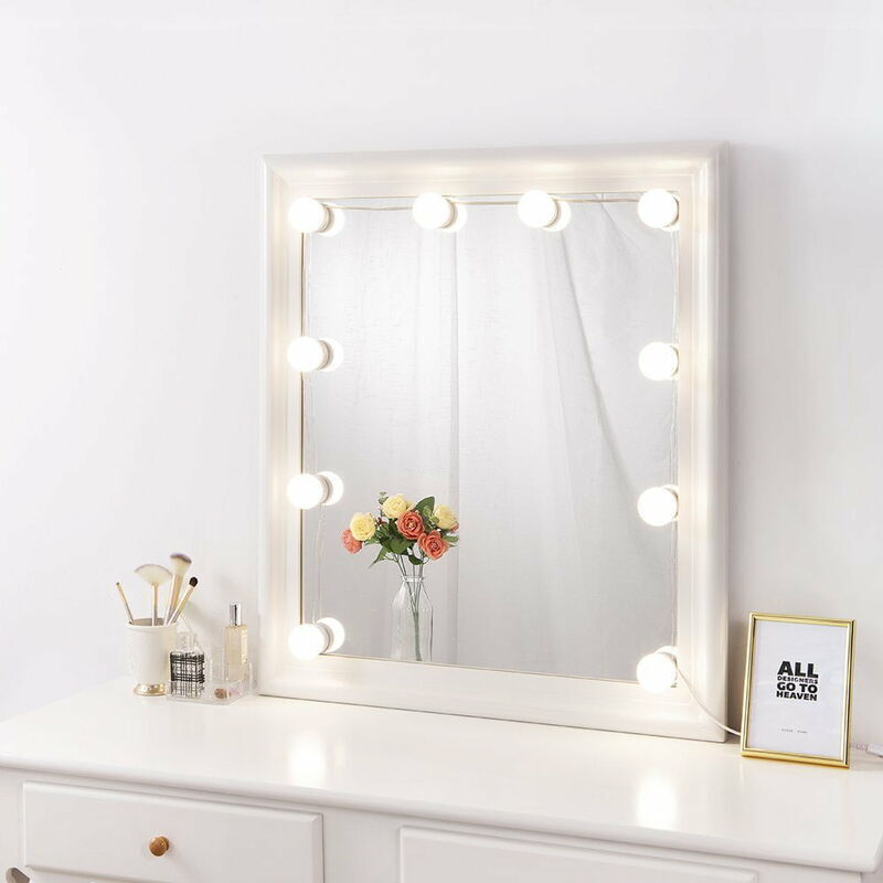 Kit de lumière de miroir de maquillage à intensité variable, kit de lumière de miroir autocollant pour coiffeuse, lumière de maquillage à brancher
