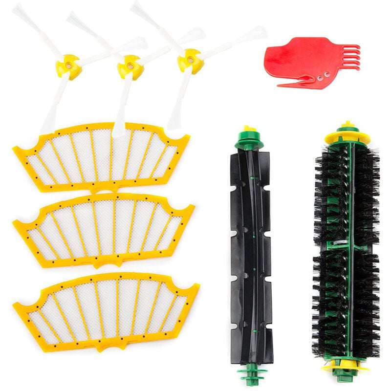 Lntyq - Kit de réapprovisionnement pour aspirateur Roomba série 500 500/510/527/530/560/570 9 pièces de rechange comprenant une brosse à poils, un