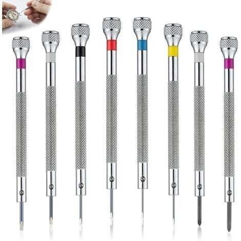 Lntyq Kit de tournevis de précision 8 pièces 0,6-1,6 mm, tournevis de montre pour réparation, tournevis de montre, tournevis de lunettes, outils de réparation d'horloger, mini tournevis pour verres de