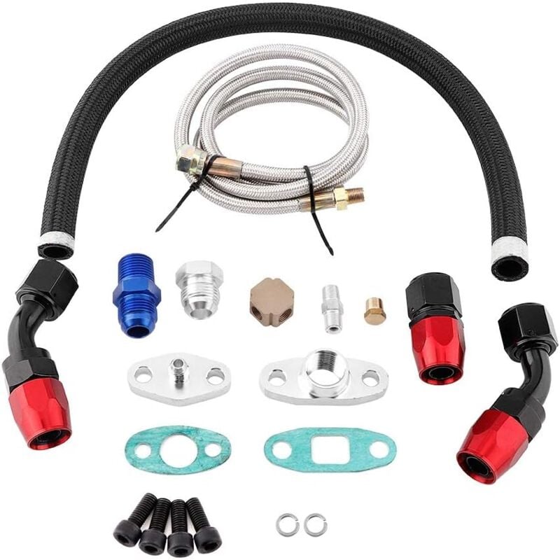 Lntyq - Kit de vidange d'huile de chargeur Turbo ligne de retour d'alimentation d'huile Turbo AN10 Kit de bride d'adaptateur de raccord pour T3 T4