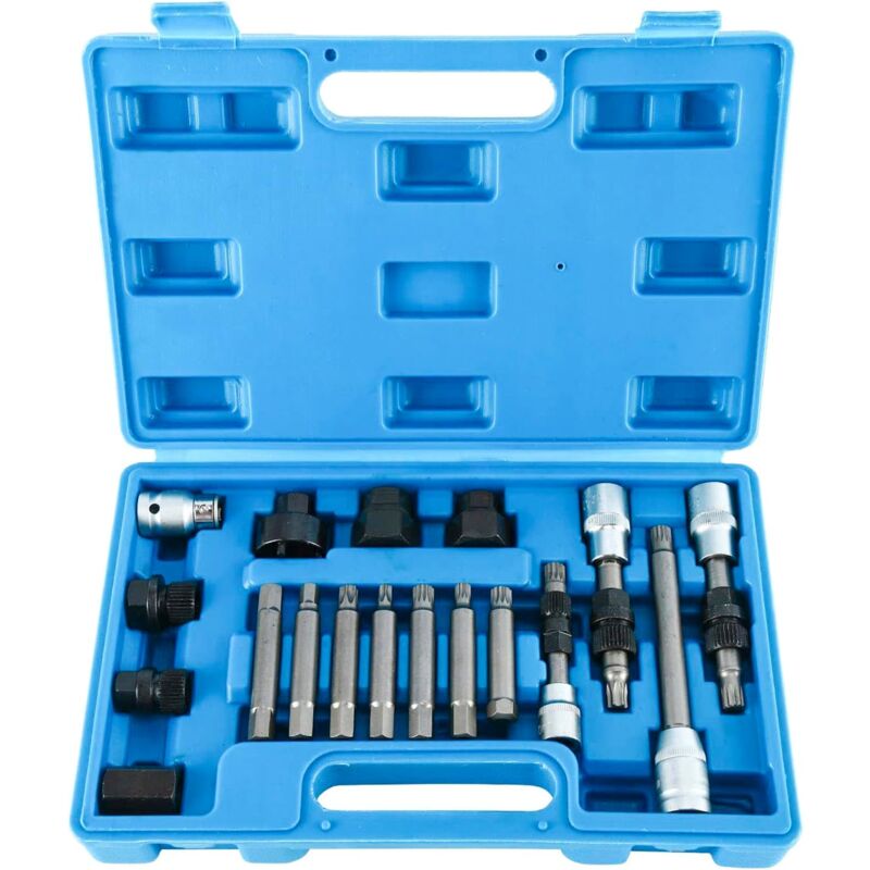 Lntyq - Kit d'outillage universel pour alternateurs - Jeu d'embouts - 18 pièces - Pour le maintien et le montage d'une poulie roue libre