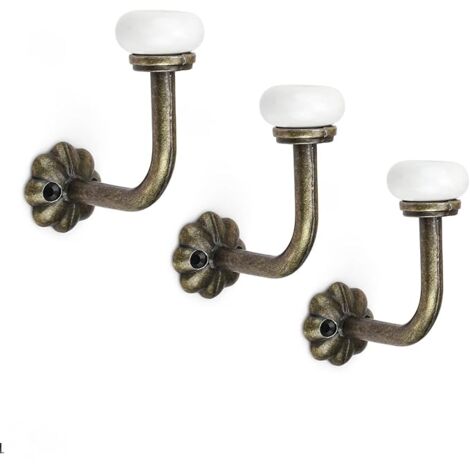 Lntyq Kleiderhaken, 3 Stück, Vintage-Kleiderhaken, Keramik-Wandgarderobe, Zinklegierung, mit 6 Schrauben, Wandhaken zum Aufhängen von Kleidung, Hüten