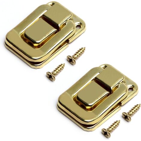 Lntyq Knebelverschluss (48 mm x 33 mm), 2 Stück, Eisen-Haspelverschlüsse – für Schränke, Kästen, Koffer, golden