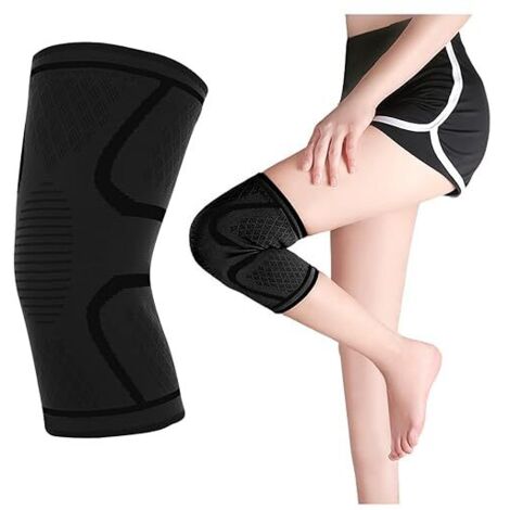 Lntyq Kniebandage Sport-Kniebandage, Kniebandage Arthrose Knieschoner für Damen/Herren, Unterstützung bei Arthritis, Gelenkschmerzen, Bänderschäden (M- Schwarz Einzelstück)