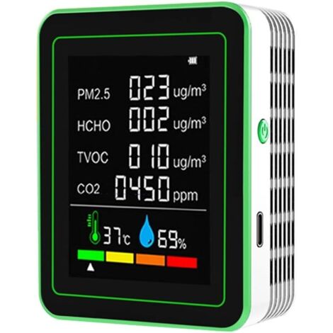 Lntyq Kompletter Raumluftmonitor – Tragbares Kohlendioxidmessgerät mit benutzerfreundlicher LED-Anzeige – Monitor für die Luftqualität in Innenräumen (weiß)
