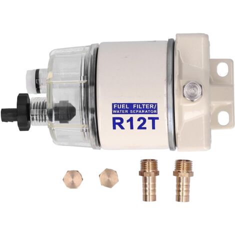 Lntyq Komplettes Kraftstofffilter-Wasserabscheider-Kit, Marine-Anschraub-Kraftstofffilter-Wasserabscheider, Durchfluss 30 GPH mit automatischem Ablass, R12T-Ersatz FS19802 BF1380-O P502489