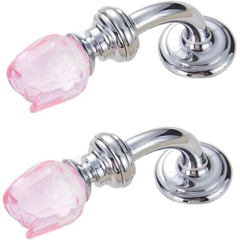 Lntyq Kristall-Schrankknöpfe, 2 Stück, Einzel- und Doppelloch, mehrfarbiger Glaskristall-Rosenknopf, Schubladen-, Schranktür-Griff aus Zinklegierung, helles Chrom-Rosa, Einzelloch
