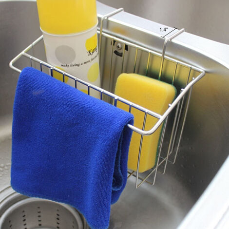 Lntyq Küchenschwammhalter aus Edelstahl, Abtropfkorb für die Spüle, Schwammhalter für die Küchenspüle, ohne Bohren, Aufbewahrungsabtropfgestell, Küchenspülenhalter für Spülbeckenstöpsel, Seifenbürste