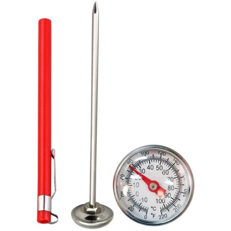 Lntyq Küchenthermometer aus Edelstahl, 120 mm Einstichthermometer mit Clip, Kochthermometer für Fleisch, Ofen, Gebäck und Grill