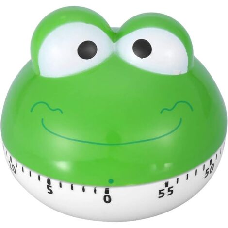 Lntyq Küchentimer, manueller Kochtimer, Erinnerung, mechanischer 60-Minuten-Countdown-Uhr, Zeitmanagement, Koch- und Siedetimer (grüner Frosch)