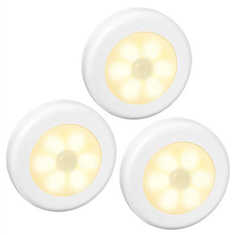 Lntyq Lampe à capteur ronde, veilleuse intelligente, lampe à capteur LED, lampe à capteur infrarouge humain, lampe d'armoire LED, lampe de garde-robe