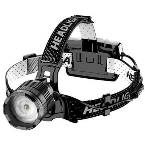 Lntyq Lampe frontale LED rechargeable USB-C, ultra puissante, 90 000 lumens, 4 modes, avec capteur, batterie 6 000 mAh, zoom, étanchéité IP65, angle réglable à 90 ° pour le camping en plein air