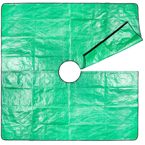 Lntyq Landschaftsbau-Plane zum Beschneiden mit 30 cm Loch, Gartenbaum-Beschneidungsplane, 200 x 200 cm Schnittplane, vier Ecken mit Eckschnallen zur einfachen Befestigung