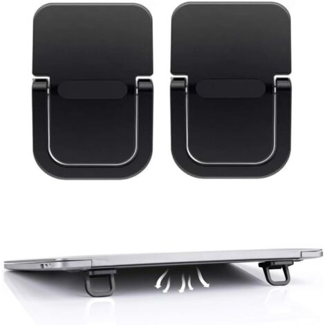 Lntyq Laptopständer, 2er-Pack, Mini-Laptopständer, selbstklebend, unsichtbarer, faltbarer, tragbarer Tastatur-Riser, Laptopfüße mit rutschfestem Silikon (schwarz)