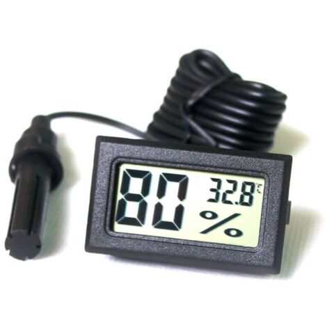 Lntyq LCD Tuner Numérique Intégré Thermomètre Hygromètre avec Sonde Externe pour Couveuse Aquarium Volaille Reptile Noir