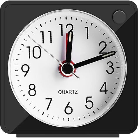 Lntyq Leiser analoger Wecker, kleiner leiser Reisewecker mit Schlummerfunktion und Licht, analoger Quarzwecker für Schlafzimmer, Büro und Reisen