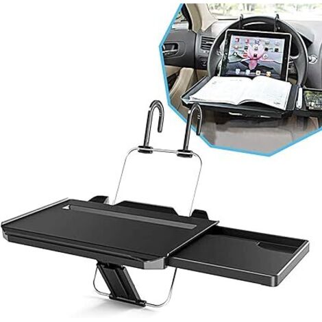 Lntyq Lenkradtisch, multifunktionales tragbares Autotablett, Lenkradtisch mit Tablett, Reisebechertablett, Auto-Esstisch