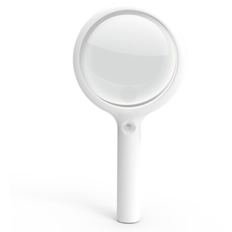 Lntyq Leselupe, Lupe mit Licht für Senioren und Kinder, 3 Beleuchtungsmodi, per USB wiederaufladbare Beleuchtungslupe, elektronische Lupe, beleuchtete Lupe (weiß)