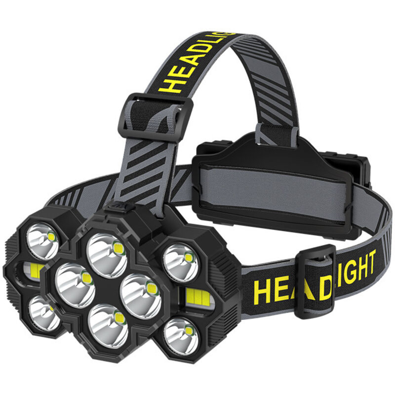 Lntyq Linterna frontal recargable manos libres, 10 LED, 1000 lúmenes, 8 modos, para camping, ciclismo y actividades nocturnas, color negro