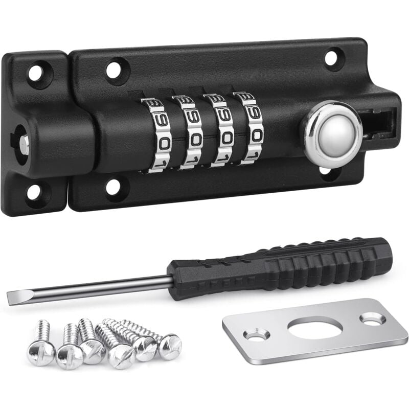 Lntyq - Loquet de Verrouillage à Combinaison,Verrou de Porte à Code,Imperméable Verrou à Combinaison à 4 Chiffres avec vis pour abris de jardin,