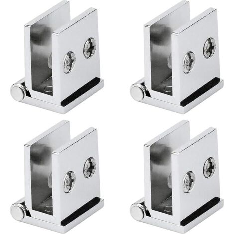 Lntyq Lot 4 Glastürscharnier, Öffnungswinkel 0° Klemmscharniere für Küchenmöbel, Vitrine, Dusche, für Glasstärke 5mm bis 8mm (Silber)
