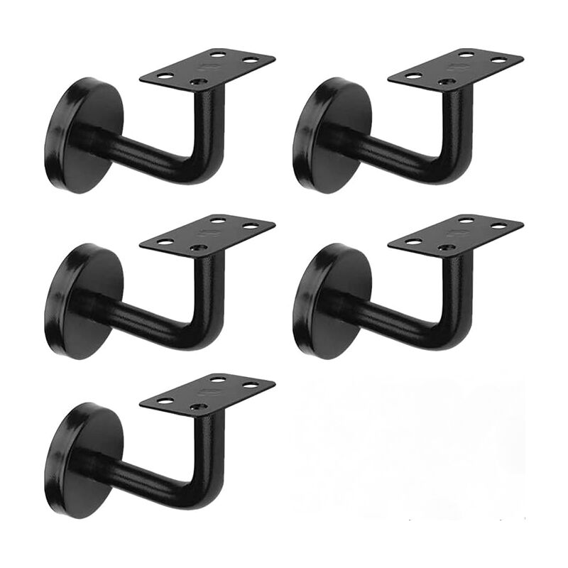 Lntyq Lot 5 Supports de Main-Courante d'Escalier Noir, Supports de Rampe d'Escalier en Acier Inoxydable, 60x80 mm, pour Rampes d'Escalier, Appui ou