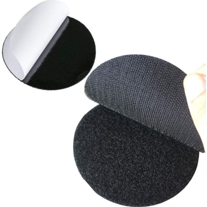 Lot de 10 pastilles adhésives rondes de 6 cm avec dos super collant, amovibles, parfaites pour la maison ou le bureau (noir) - Lntyq