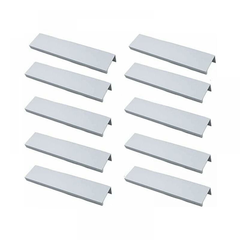 Lntyq - Lot de 10 Poignée Profil Poignée de Meuble Cuisine - Poignée Invisible Poignee de Meuble Brossé Poignée Meuble argent en Alliage d'Aluminium
