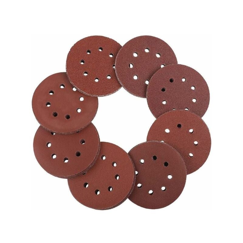 Lot de 100 pièces de papier abrasif pour Ponceuse Excentrique ,Disques Abrasifs de 60/80/100/120/240 gruau (20 disques par taille de grain),125 mm