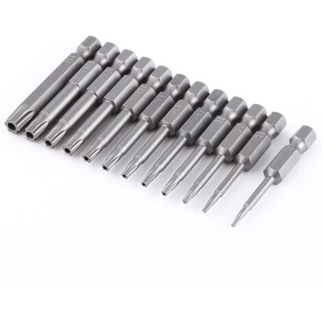Lntyq Lot de 12 Embouts de Tournevis à Tête Hexagonale 1/4", Embouts à Tête Hexagonale, Sécurité Torx à Tige Hexagonale, Embouts de Tournevis à Tête étoile