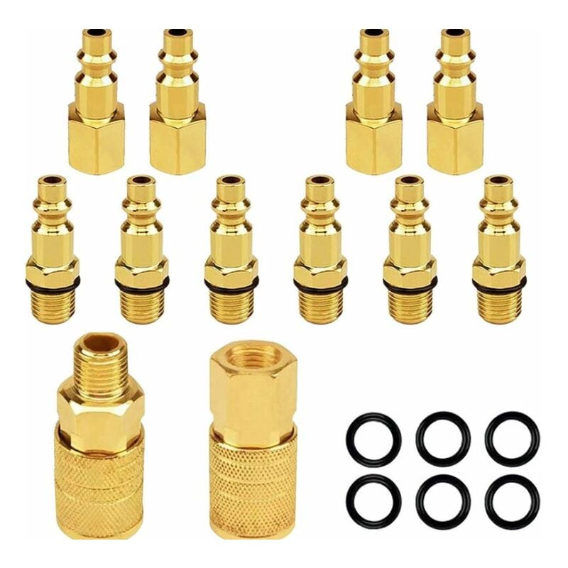 Lntyq - Lot de 12 raccords d'air et de bouchons d'air npt 1/4 npt, ensemble de connexion rapide industriel de type d, coupleur d'air et kit d'air,