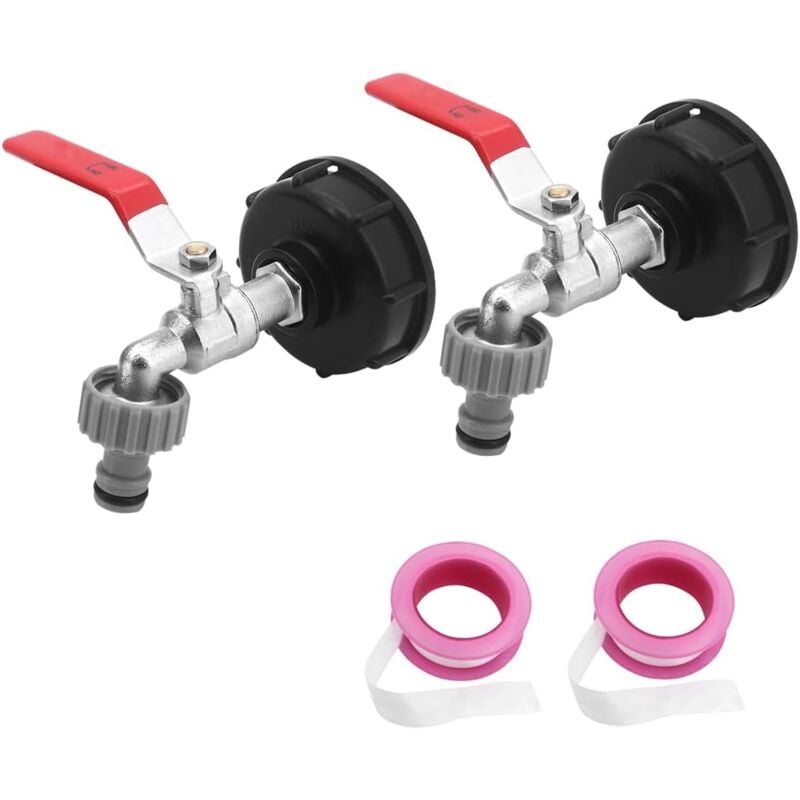 Lot de 2 adaptateurs de réservoir ibc S60 x 6 ibc - Valve de rechange pour raccord de tuyau 1/2' - Robinet de jardin - Réservoir de stockage - Lntyq