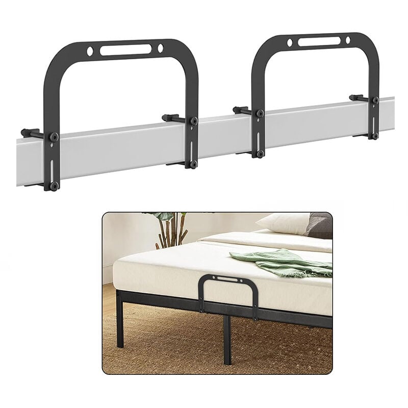 Lntyq - Lot de 2 Barre de Retenue de Matelas, Bouchon de Glissière de Matelas, Pince de Lit pour Matelas, Empêche Le Glissement, Métal Antidérapant