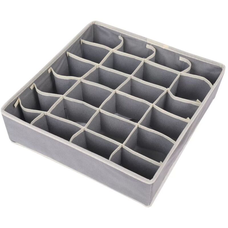 Lot de 2 Boîtes de Rangement Pliables pour Chaussettes, Organiseurs de Tiroir Sous Vêtements Non Tissé, 24 Compartiments de Rangement pour