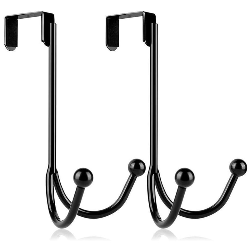 Lntyq - Lot de 2 crochets doubles en métal noirs pour porte de maison, cuisine, chambre, manteaux, chapeaux, serviettes, casquettes