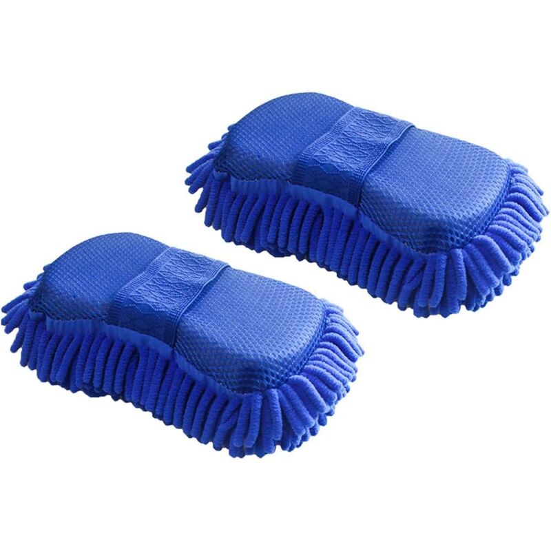 Lot de 2 éponges de nettoyage de voiture en microfibre chenille, gant de lavage en microfibre chenille pour l'entretien du véhicule, éponge de lavage