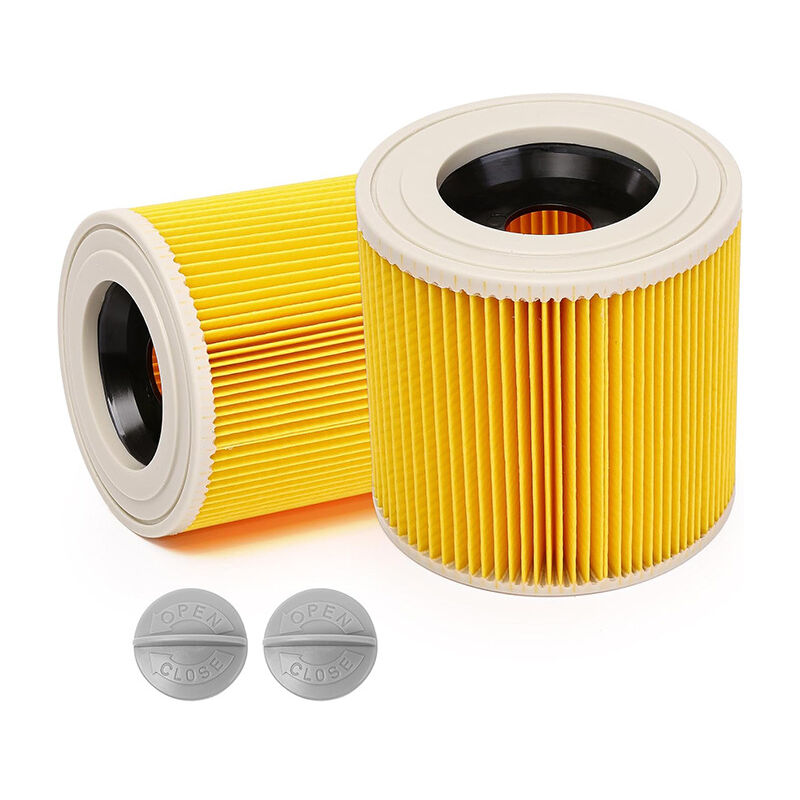 Lot de 2 filtres à cartouche pour Kärcher WD3 Premium, WD2, WD3, WD3P, MV2, MV3 - Filtre WD3 - Filtre de rechange pour aspirateur Kärcher