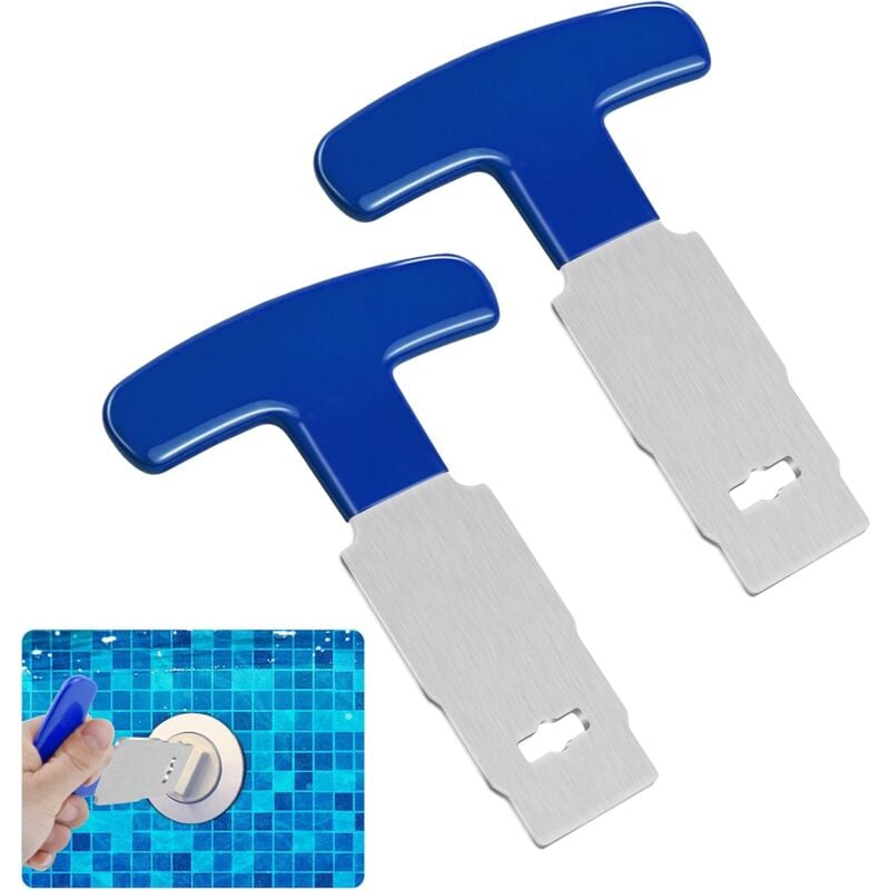 Lntyq - Lot de 2 outils de retrait de bouchon de piscine avec poignée, outil de retrait de siège oculaire en métal amélioré pour piscine au-dessus et